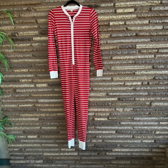 J. Crew Red Striped Union Suit 1 Piece Pajamas Long Johns Size Small - Picture 5 of 10